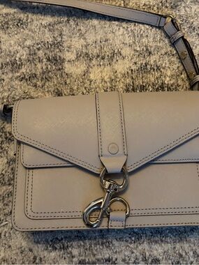 Rebecca Minkoff Gray Leather Crossbody Bag with Gold Hardware